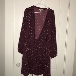 Loft wrap dress (Maroon with polkadots)